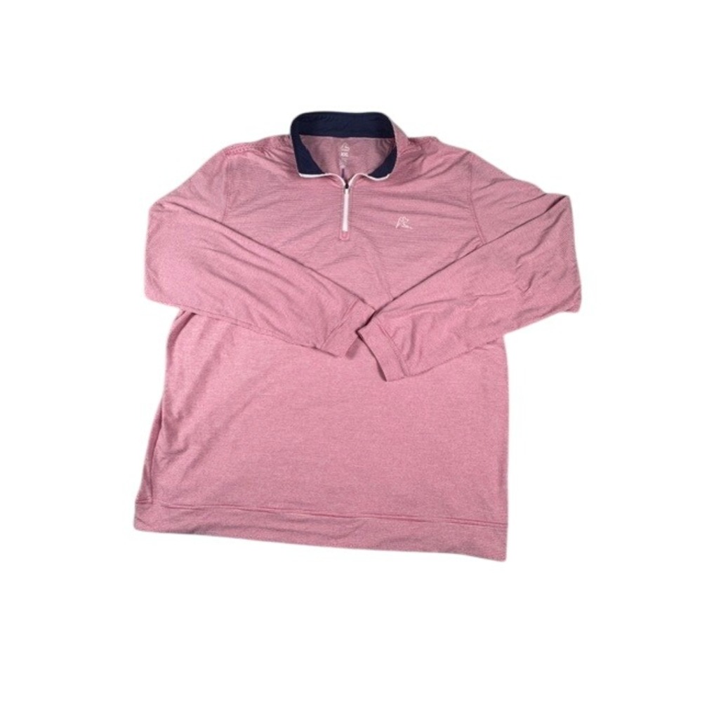 Rhoback Pullover Mens XXL Performance Quarter Zip Striped Pink Activewear Top